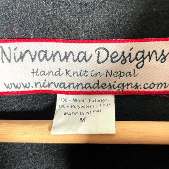 Wool Sweater Jacket MEDIUM Nepal Hand Knit Artisan Full Zip Fleece Lined - Picture 5 of 8